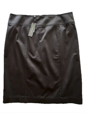 Talbots Black Pencil Skirt Size 12 NWT Cotton Stretch Career Lined